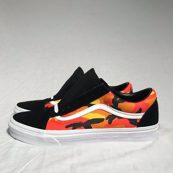 orange and black vans old skool